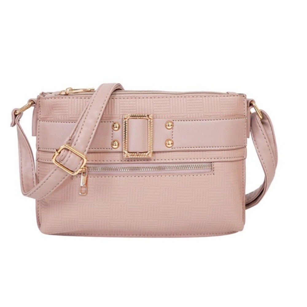 Mauve Leather Buckle Crossbody